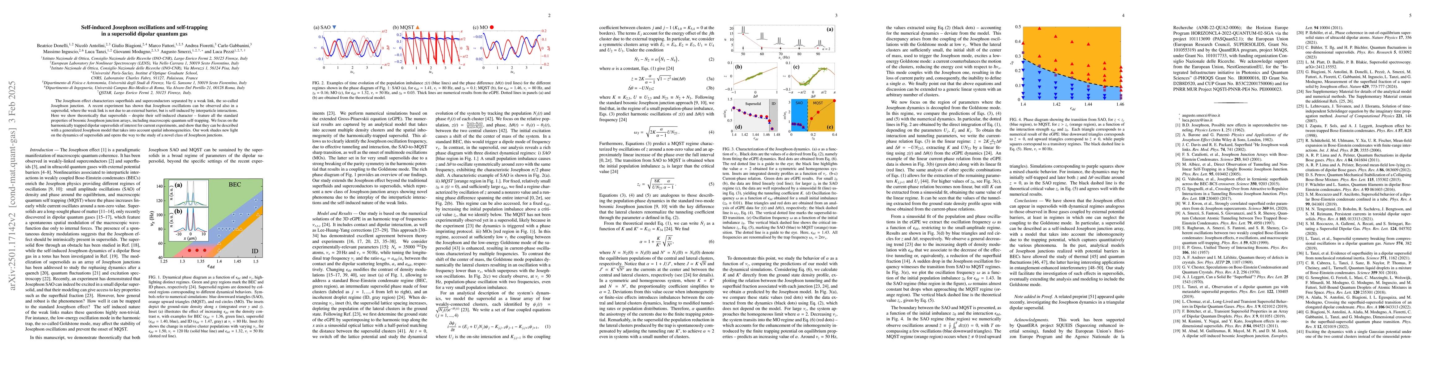 Thumbnail for Self-induced Josephson oscillations and self-trapping in a supersolid
  dipolar quantum gas
