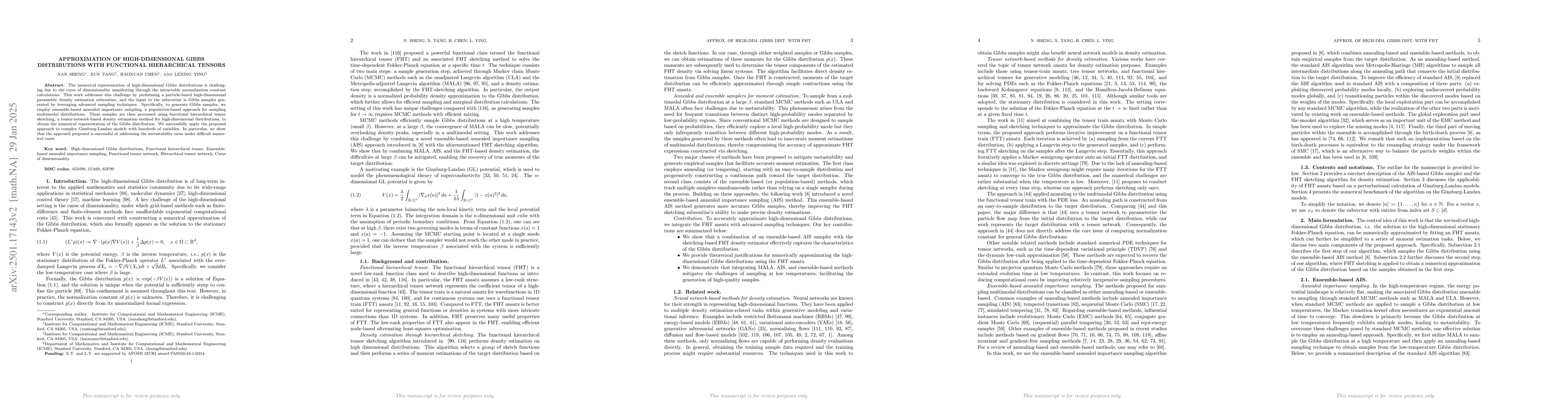 Thumbnail for Numerical Approximation of High-Dimensional Gibbs Distributions Using
  the Functional Hierarchical Tensor