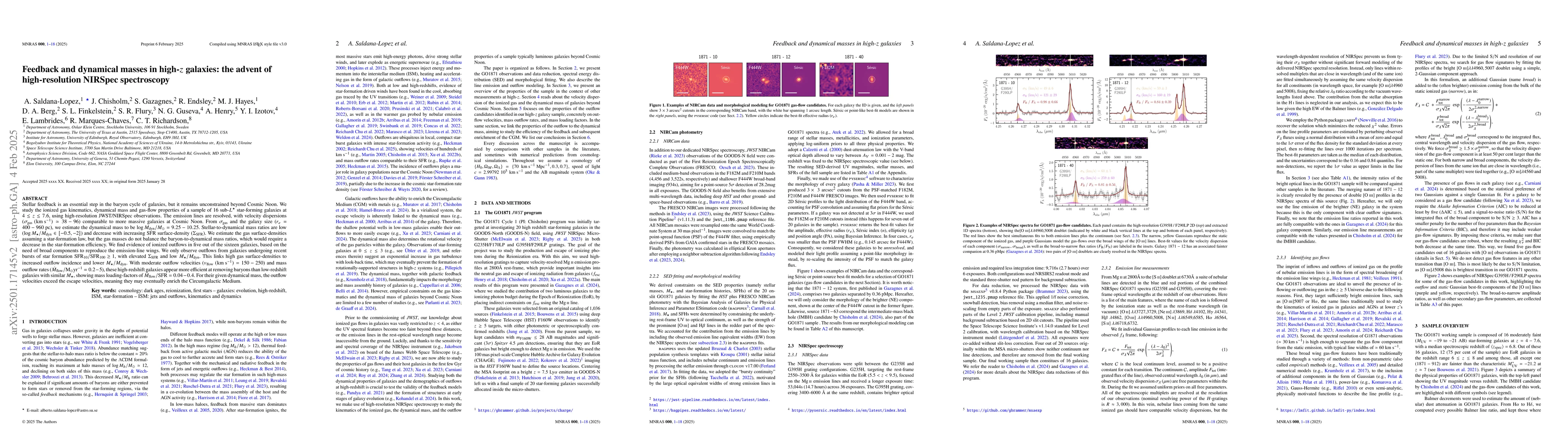 Thumbnail for Feedback and dynamical masses in high-$z$ galaxies: the advent of
  high-resolution NIRSpec spectroscopy