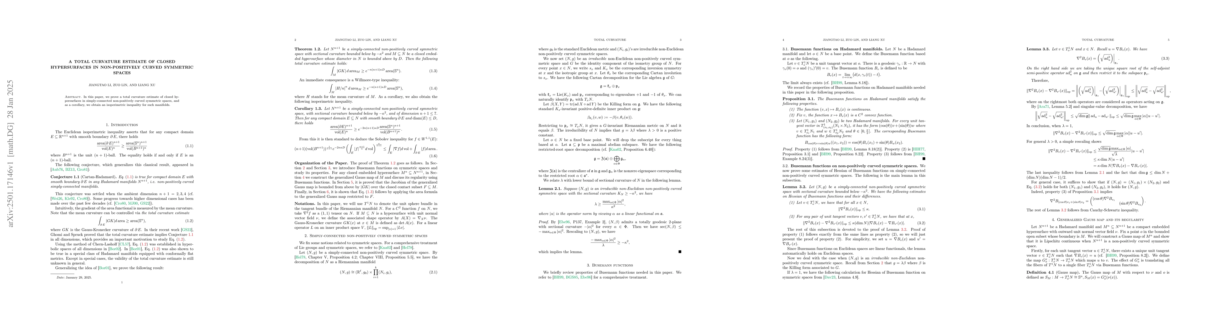 Thumbnail for A total curvature estimate of closed hypersurfaces in non-positively
  curved symmetric spaces