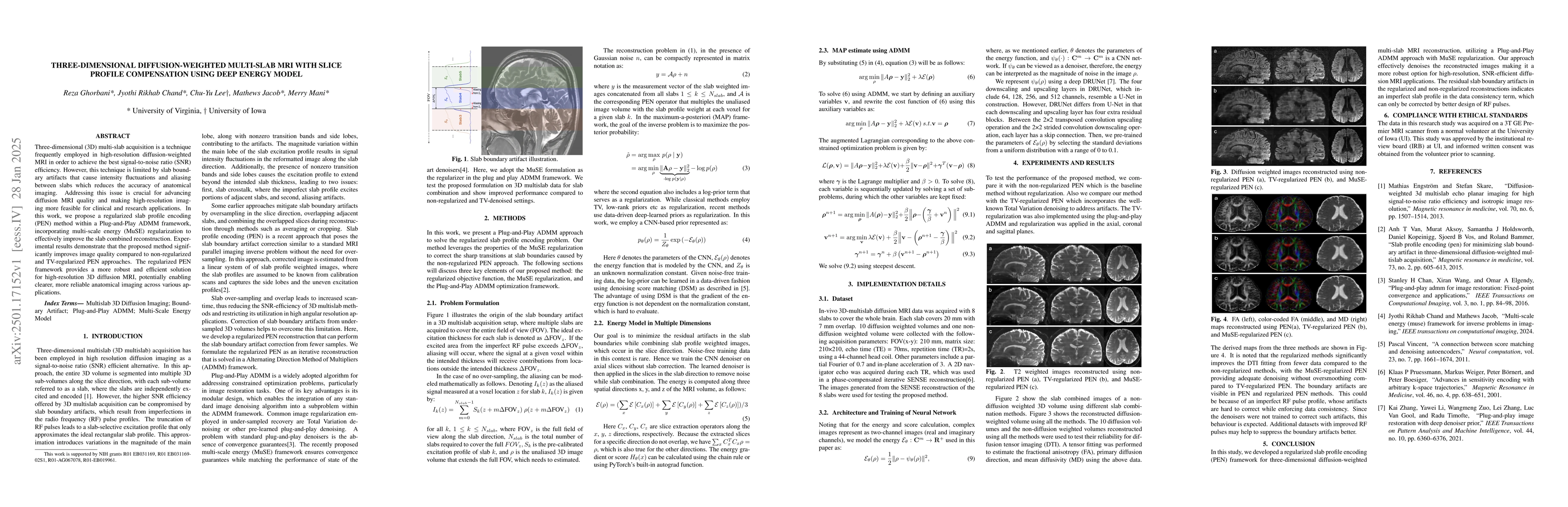 Thumbnail for Three-Dimensional Diffusion-Weighted Multi-Slab MRI With Slice Profile
  Compensation Using Deep Energy Model