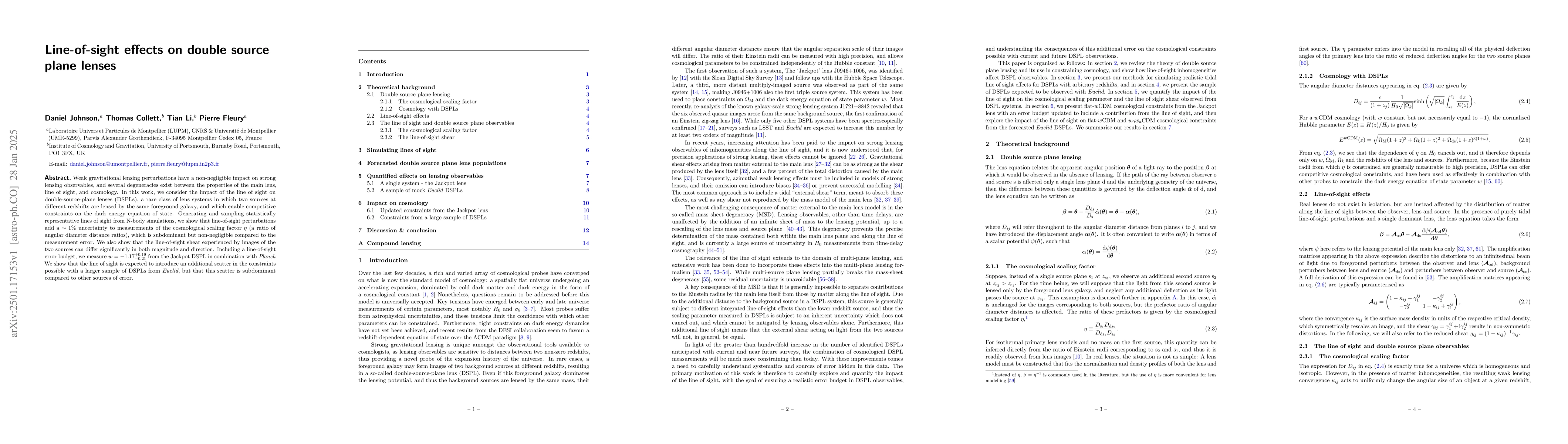 Thumbnail for Line-of-sight effects on double source plane lenses