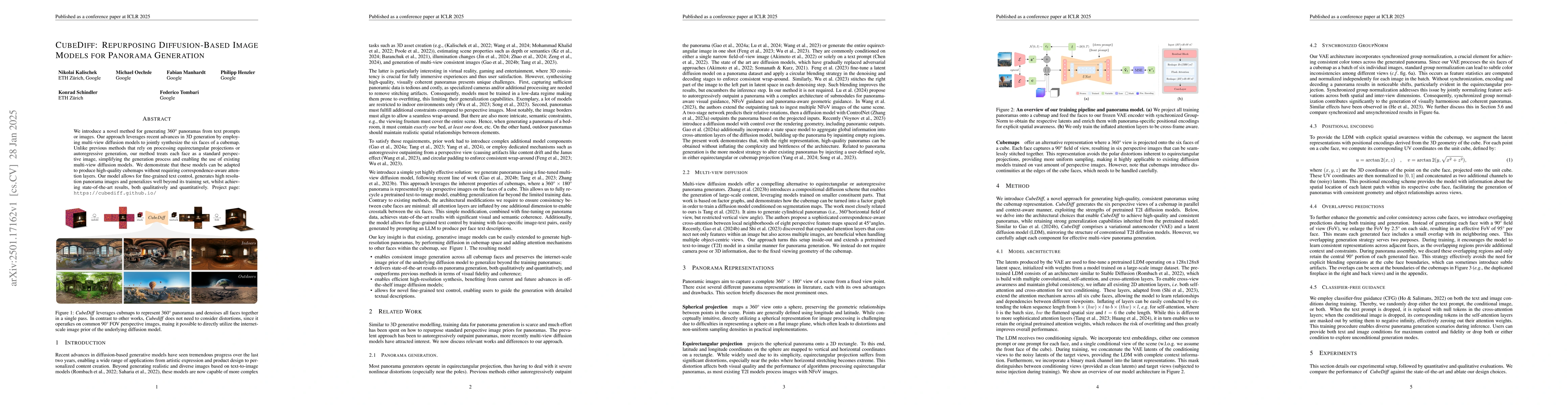 Thumbnail for CubeDiff: Repurposing Diffusion-Based Image Models for Panorama
  Generation