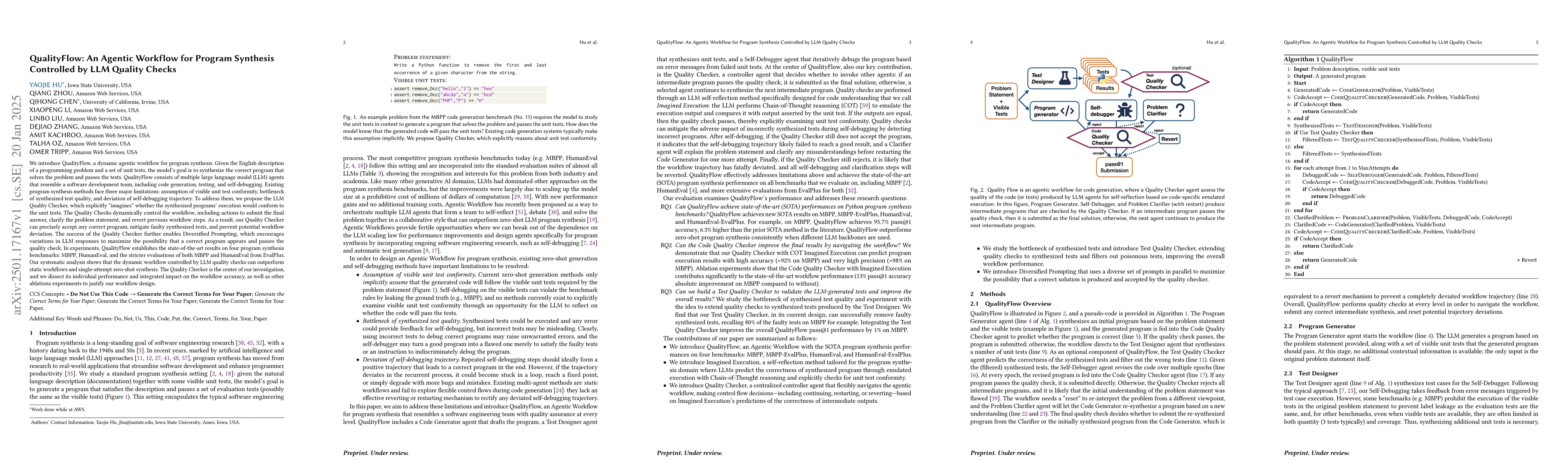 Thumbnail for QualityFlow: An Agentic Workflow for Program Synthesis Controlled by LLM
  Quality Checks