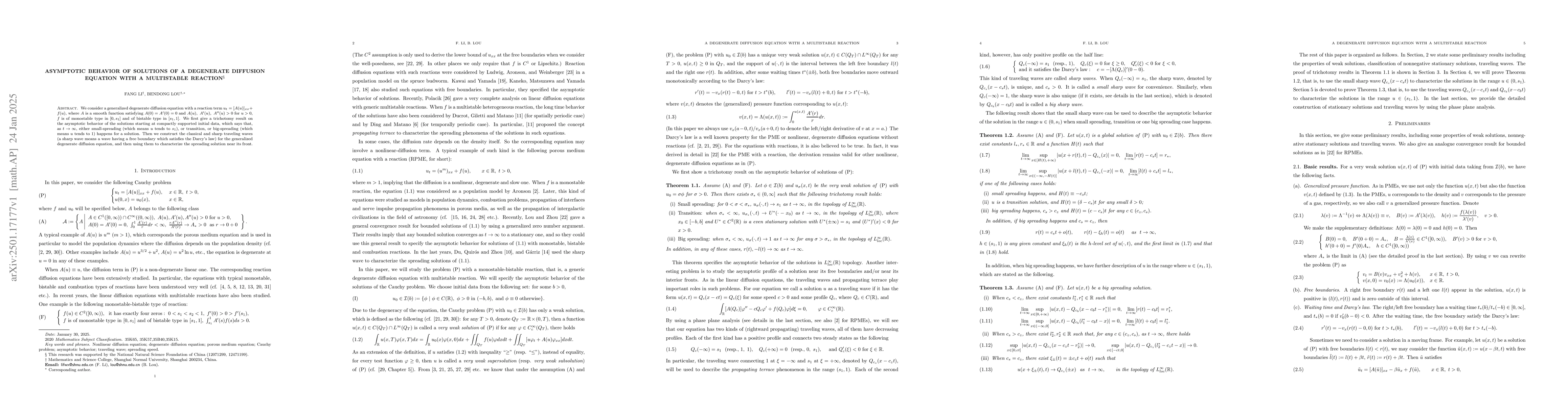Thumbnail for Asymptotic behavior of solutions of a degenerate diffusion equation with
  a multistable reaction