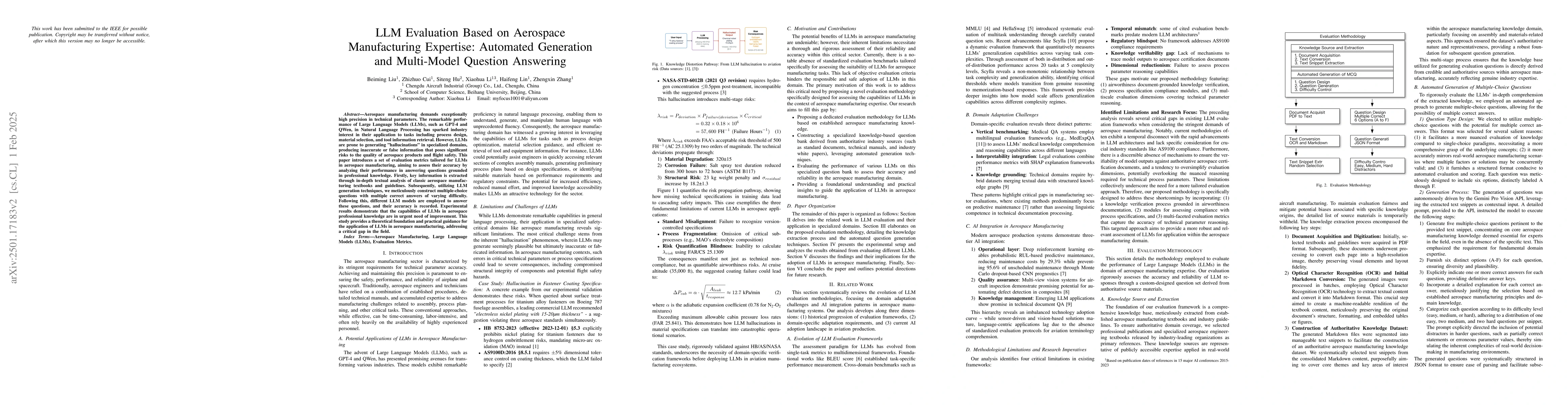 Thumbnail for LLM Evaluation Based on Aerospace Manufacturing Expertise: Automated
  Generation and Multi-Model Question Answering