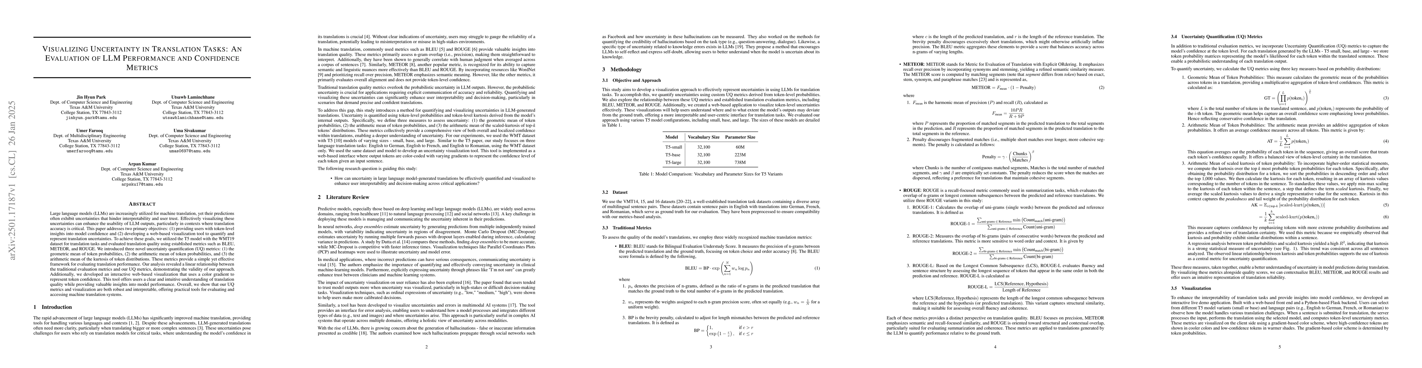 Thumbnail for Visualizing Uncertainty in Translation Tasks: An Evaluation of LLM
  Performance and Confidence Metrics