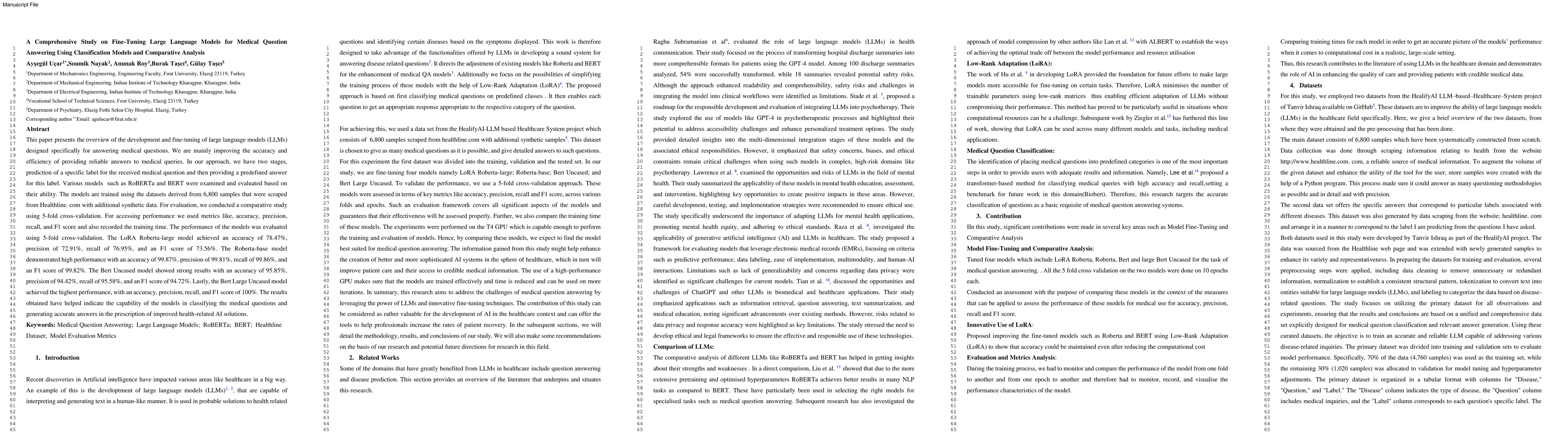 Thumbnail for A Comprehensive Study on Fine-Tuning Large Language Models for Medical
  Question Answering Using Classification Models and Comparative Analysis