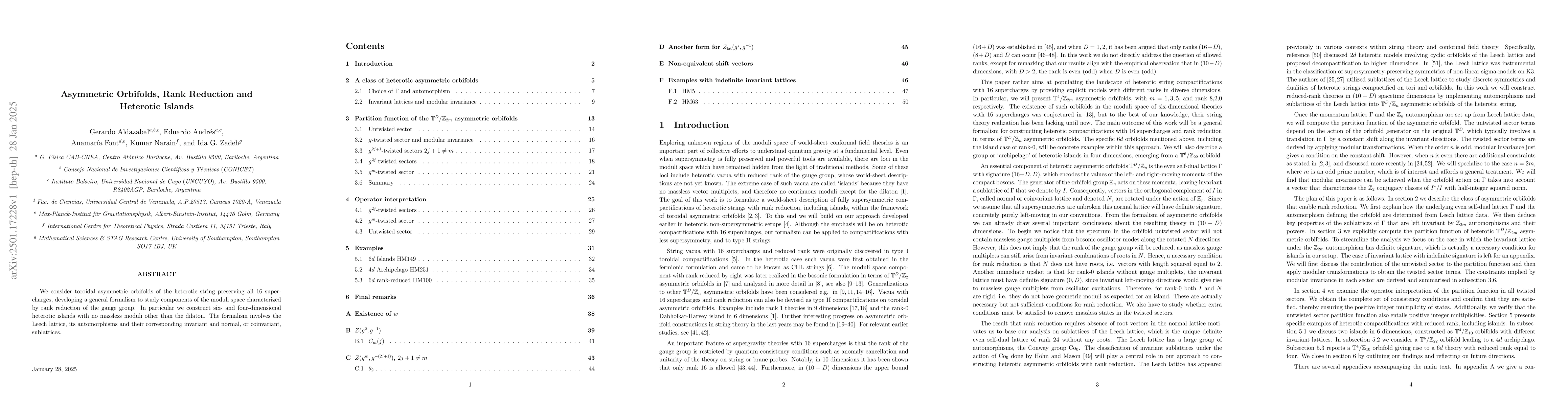 Thumbnail for Asymmetric Orbifolds, Rank Reduction and Heterotic Islands