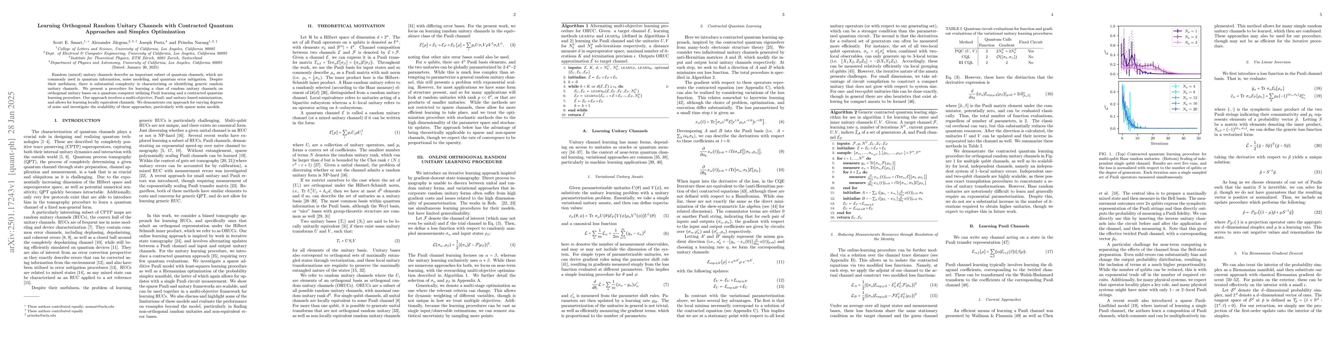 Thumbnail for Learning Orthogonal Random Unitary Channels with Contracted Quantum
  Approaches and Simplex Optimization
