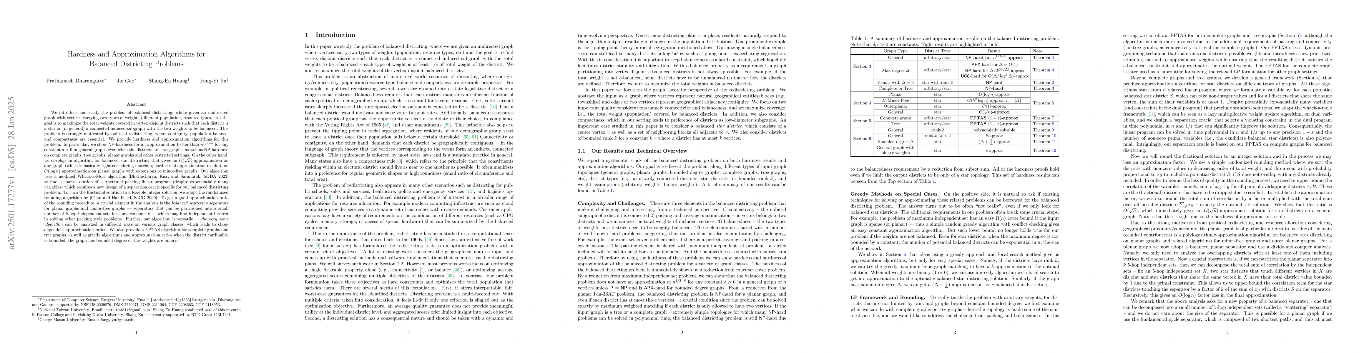 Thumbnail for Hardness and Approximation Algorithms for Balanced Districting Problems
