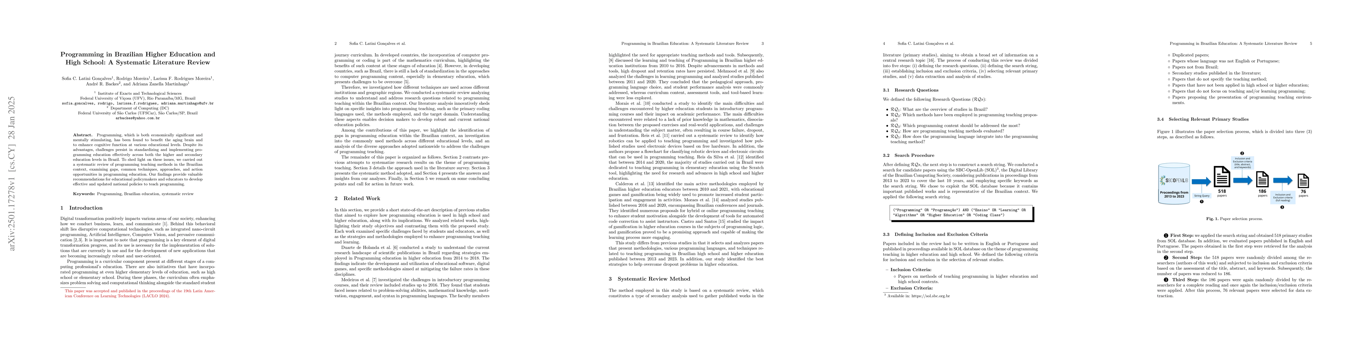 Thumbnail for Programming in Brazilian Higher Education and High School: A Systematic
  Literature Review