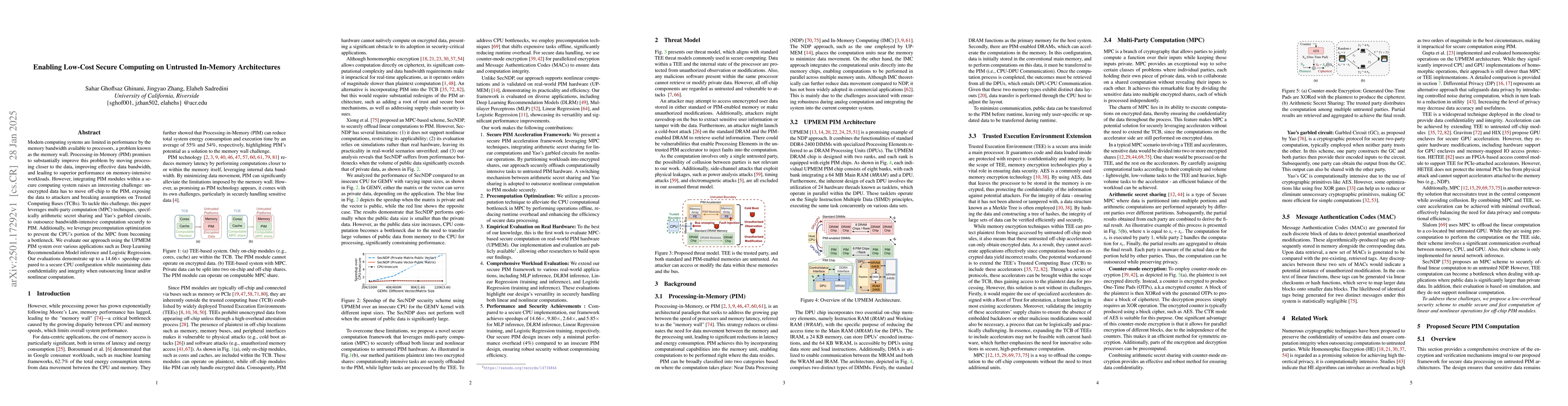 Thumbnail for Enabling Low-Cost Secure Computing on Untrusted In-Memory Architectures