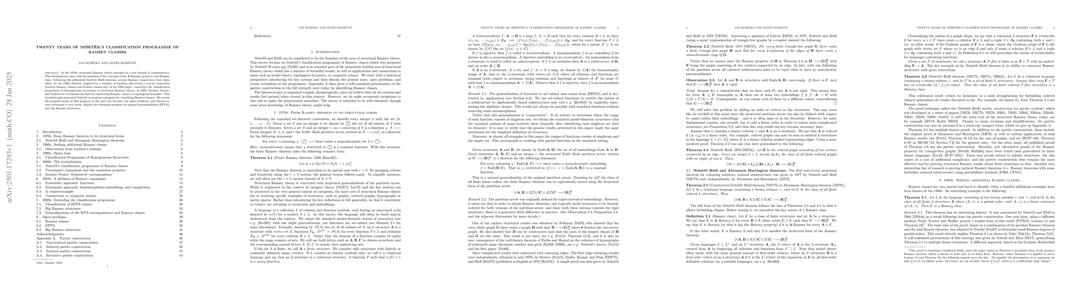 Thumbnail for Twenty years of Nešetřil's classification programme of Ramsey
  classes