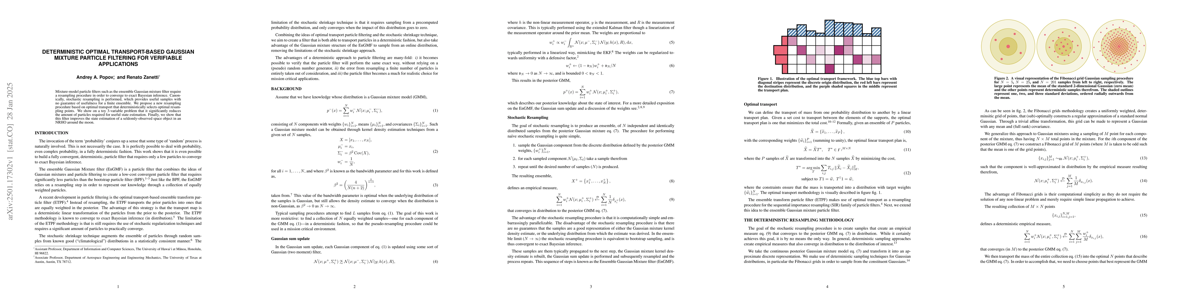 Thumbnail for Deterministic Optimal Transport-based Gaussian Mixture Particle
  Filtering for Verifiable Applications