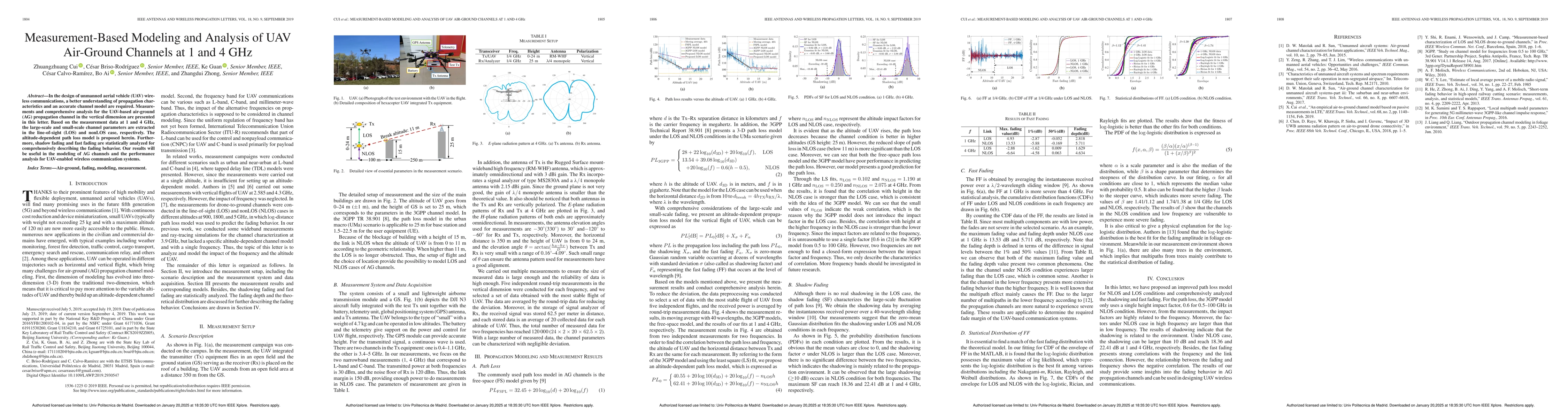 Thumbnail for Measurement-Based Modeling and Analysis of UAV Air-Ground Channels at 1
  and 4 GHz