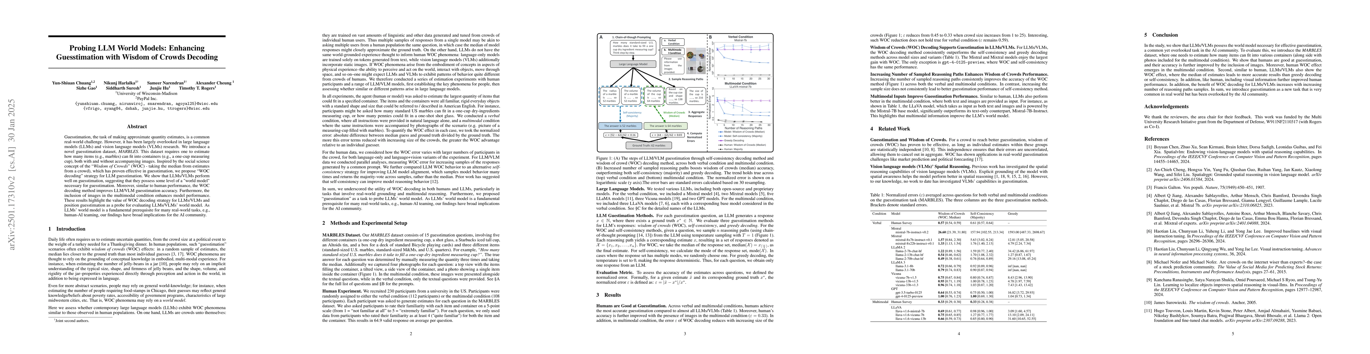 Thumbnail for Probing LLM World Models: Enhancing Guesstimation with Wisdom of Crowds
  Decoding
