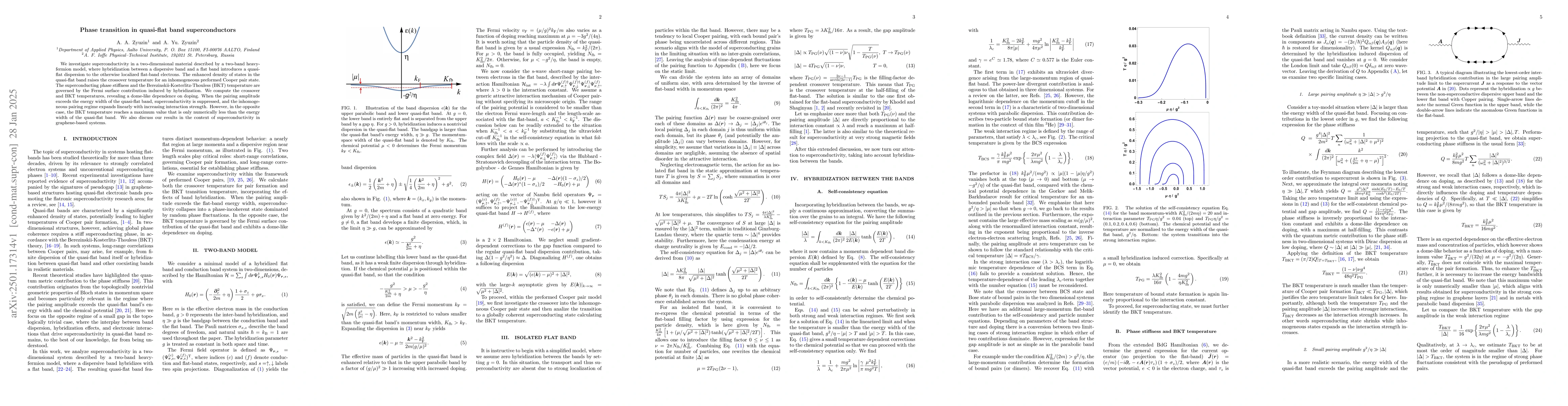 Thumbnail for Phase transition in quasi-flat band superconductors