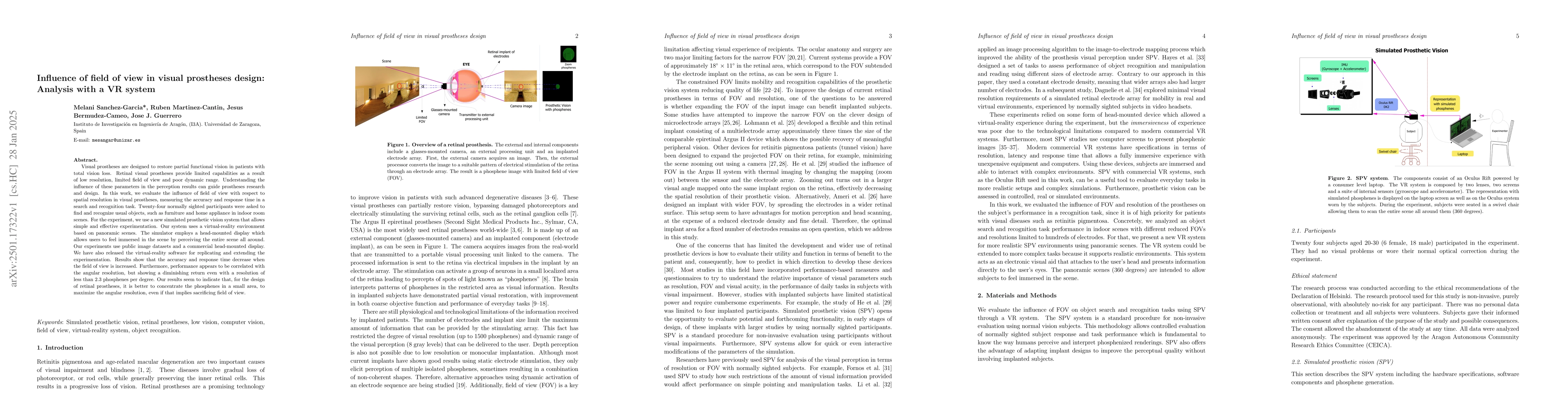Thumbnail for Influence of field of view in visual prostheses design: Analysis with a
  VR system