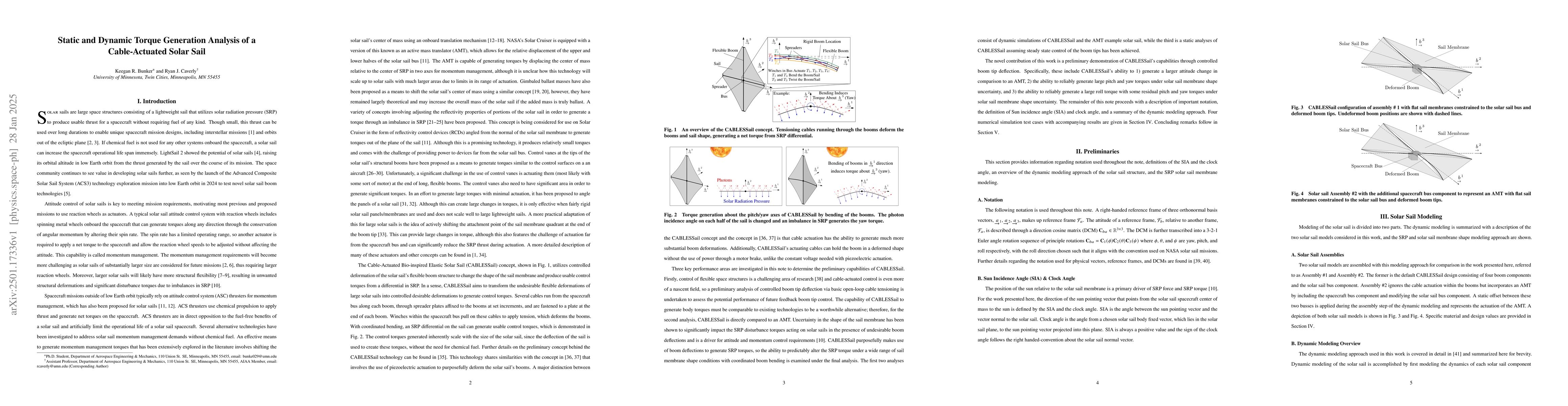 Thumbnail for Static and Dynamic Torque Generation Analysis of a Cable-Actuated Solar
  Sail