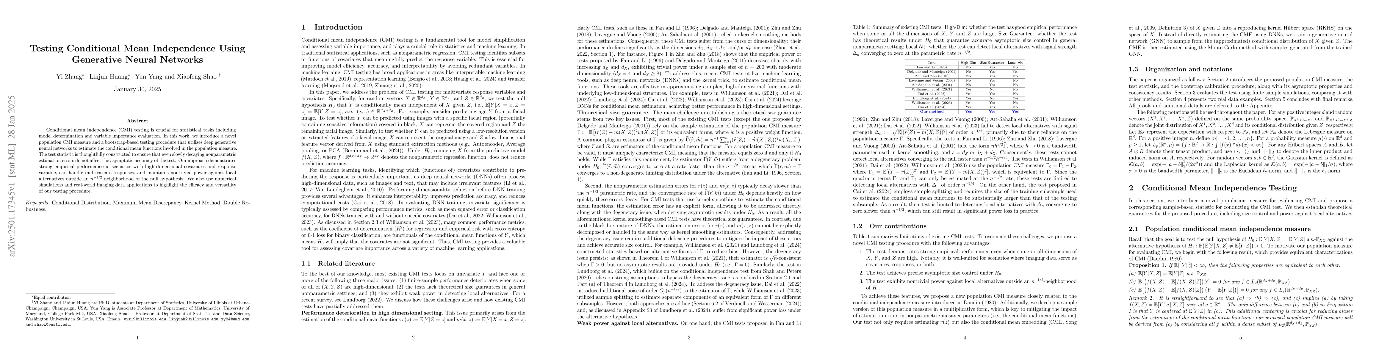 Thumbnail for Testing Conditional Mean Independence Using Generative Neural Networks