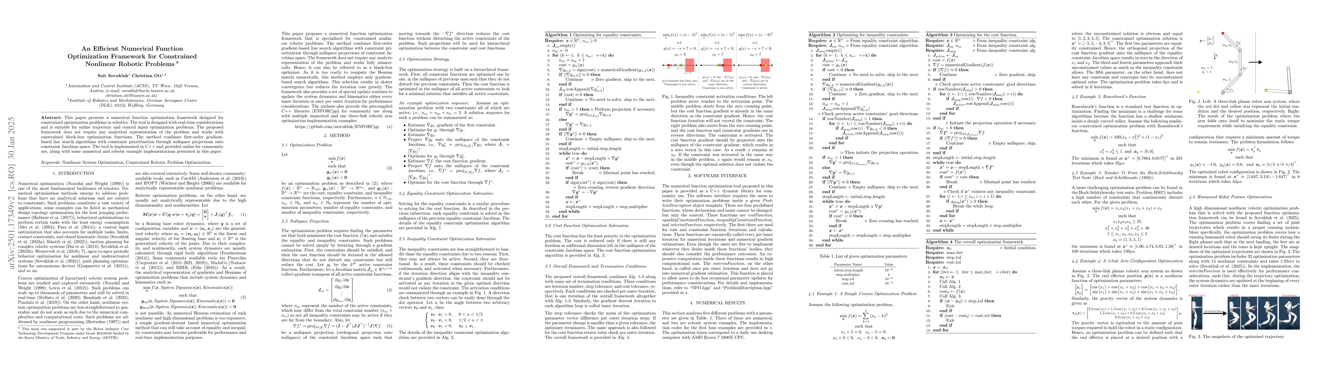 Thumbnail for An Efficient Numerical Function Optimization Framework for Constrained
  Nonlinear Robotic Problems