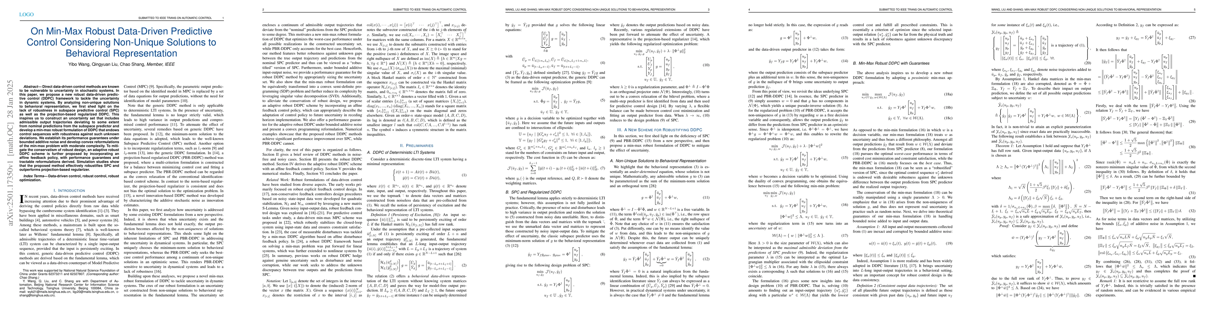 Thumbnail for On Min-Max Robust Data-Driven Predictive Control Considering Non-Unique
  Solutions to Behavioral Representation