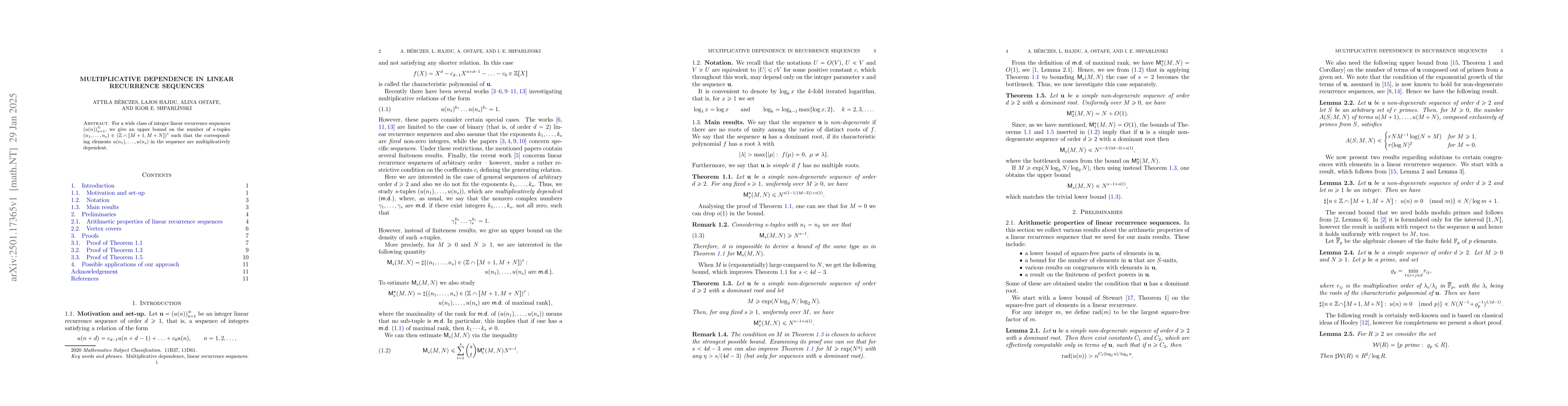 Thumbnail for Multiplicative dependence in linear recurrence sequences
