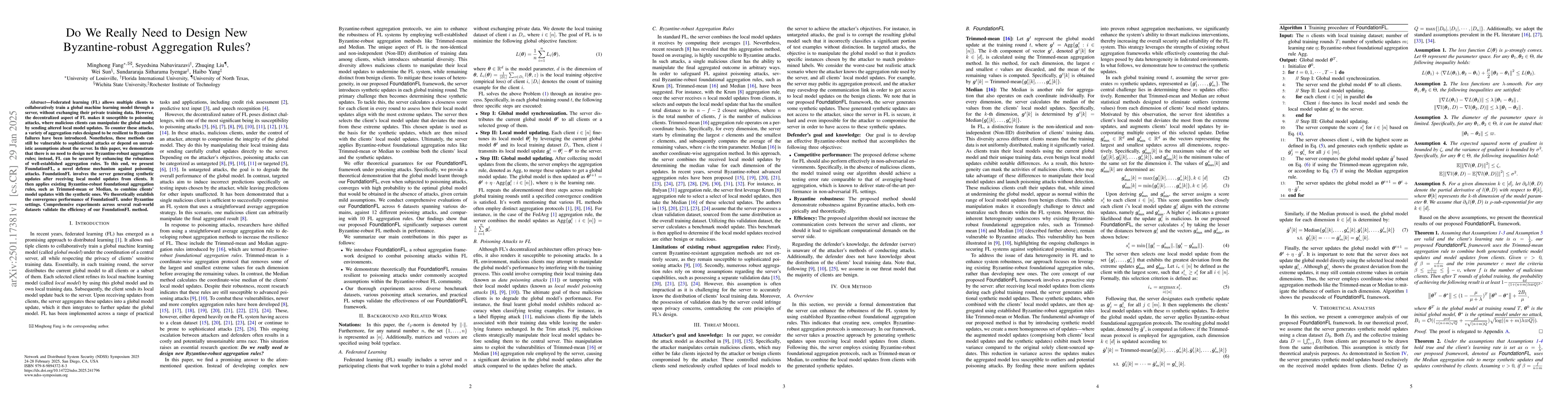 Thumbnail for Do We Really Need to Design New Byzantine-robust Aggregation Rules?