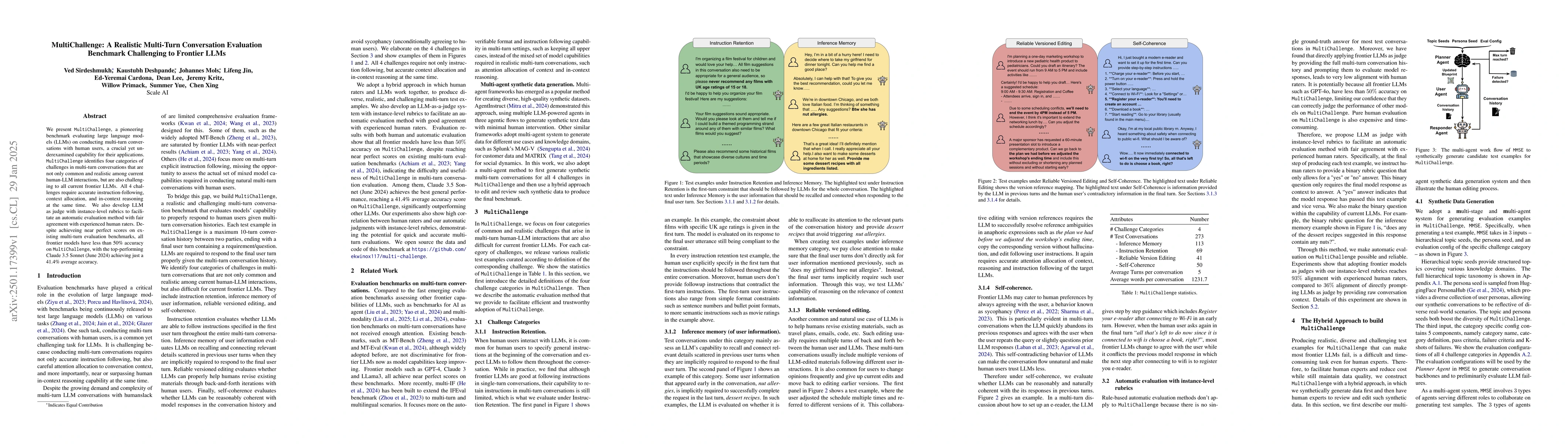 Thumbnail for MultiChallenge: A Realistic Multi-Turn Conversation Evaluation Benchmark
  Challenging to Frontier LLMs