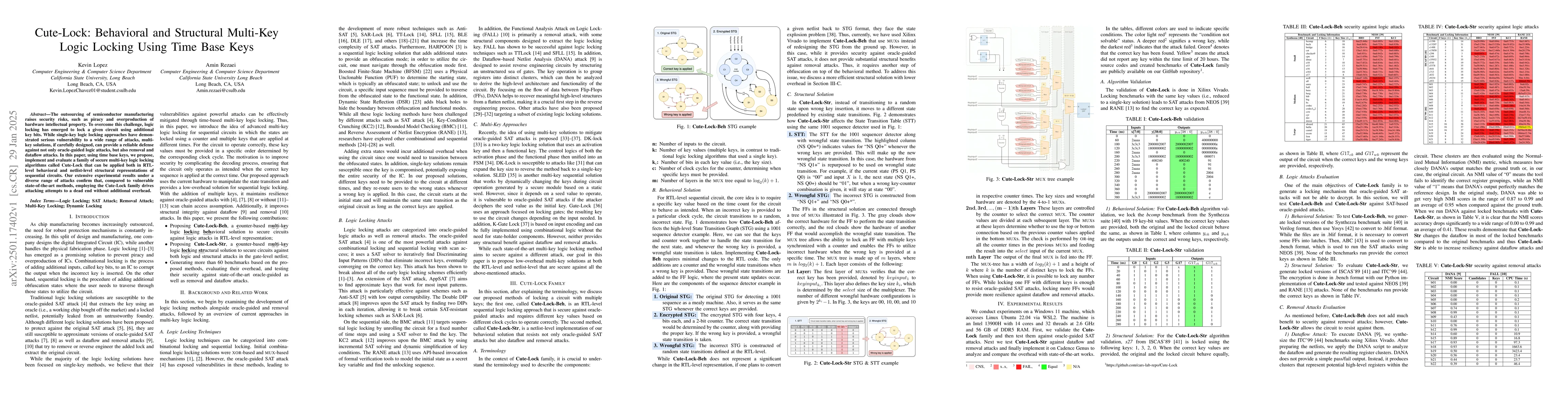 Thumbnail for Cute-Lock: Behavioral and Structural Multi-Key Logic Locking Using Time
  Base Keys