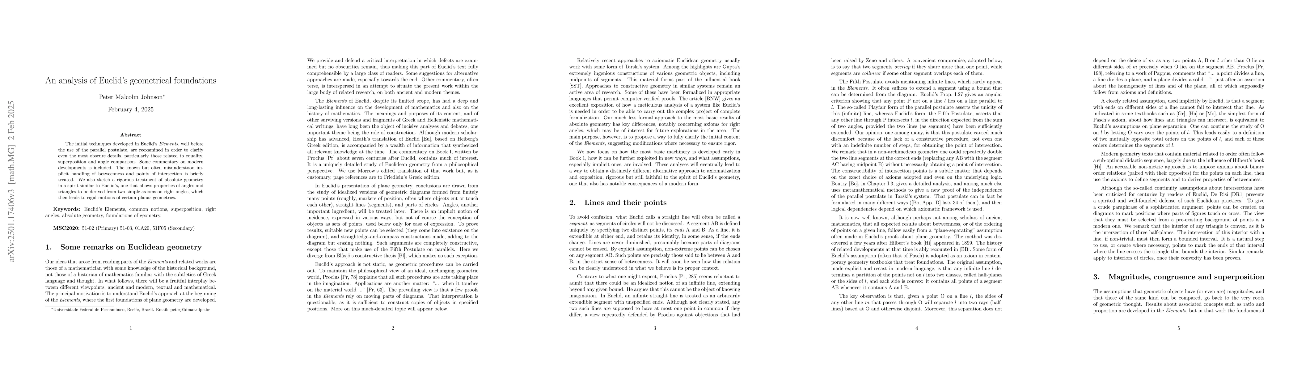 Thumbnail for An analysis of Euclid's geometrical foundations