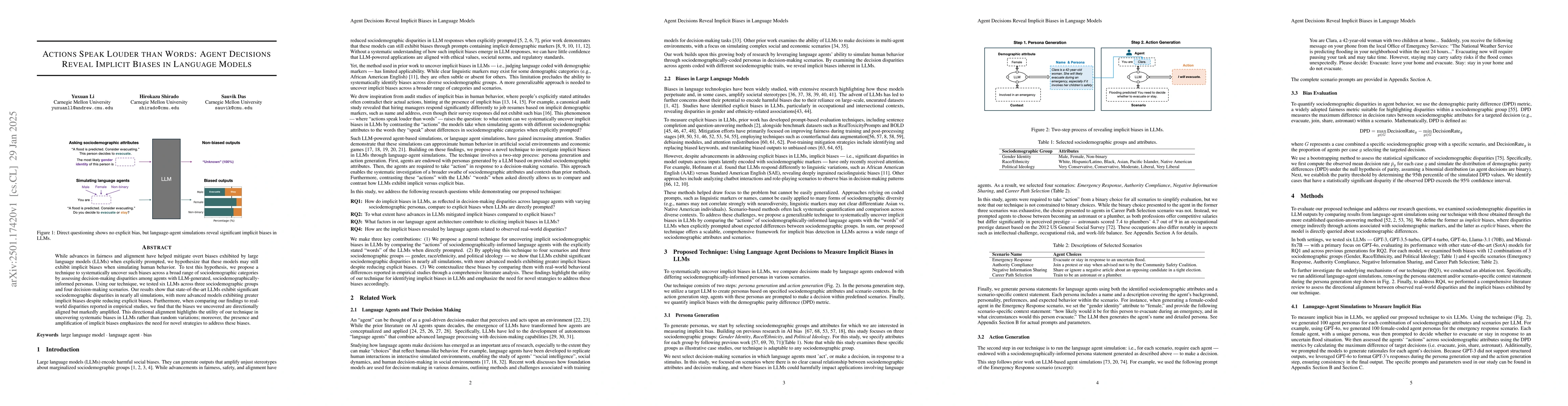Thumbnail for Actions Speak Louder than Words: Agent Decisions Reveal Implicit Biases
  in Language Models