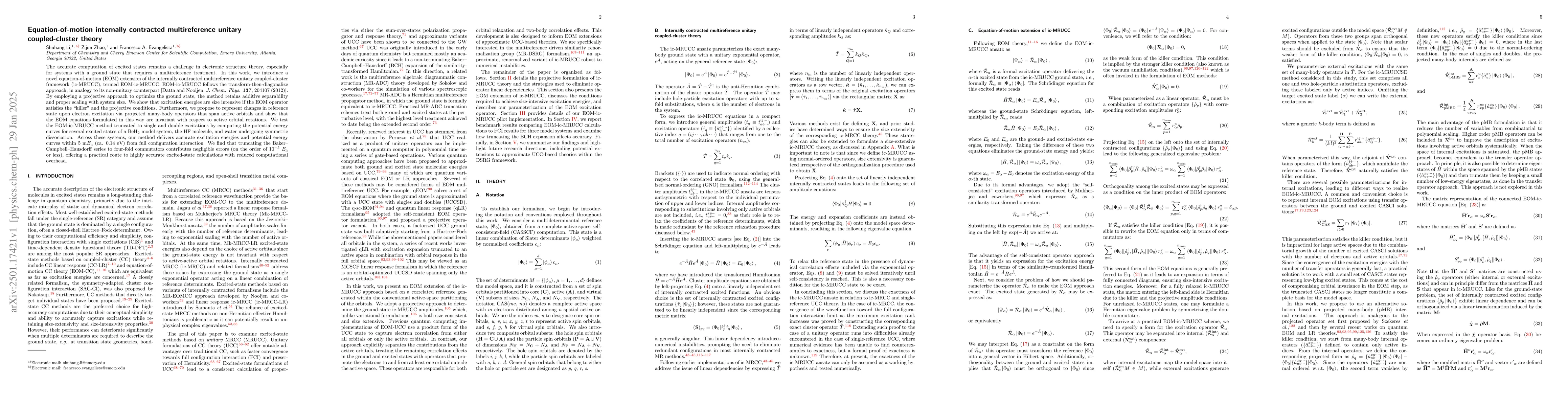 Thumbnail for Equation-of-motion internally contracted multireference unitary
  coupled-cluster theory
