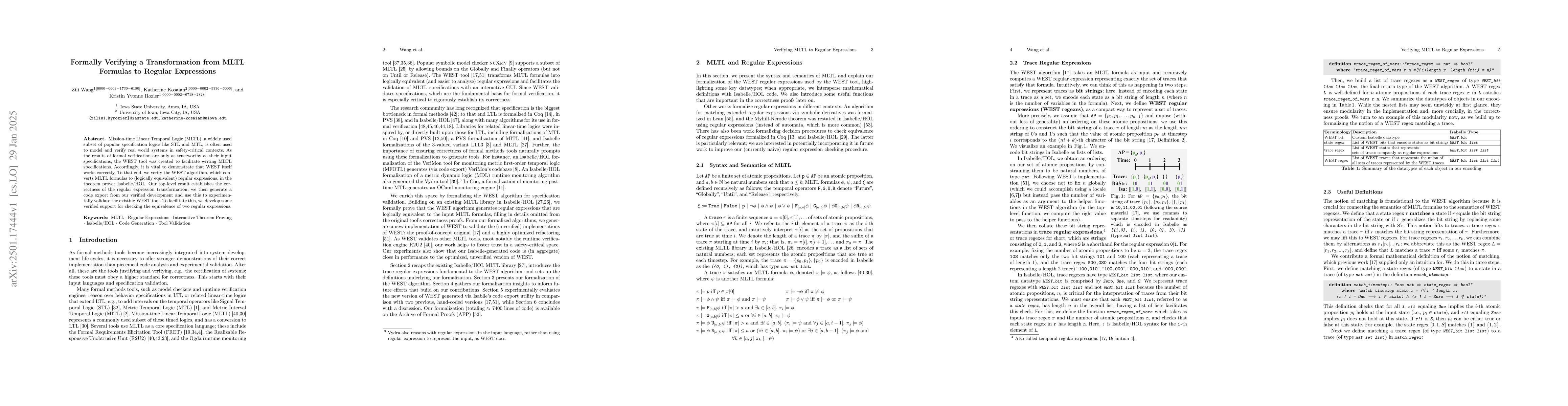 Thumbnail for Formally Verifying a Transformation from MLTL Formulas to Regular
  Expressions