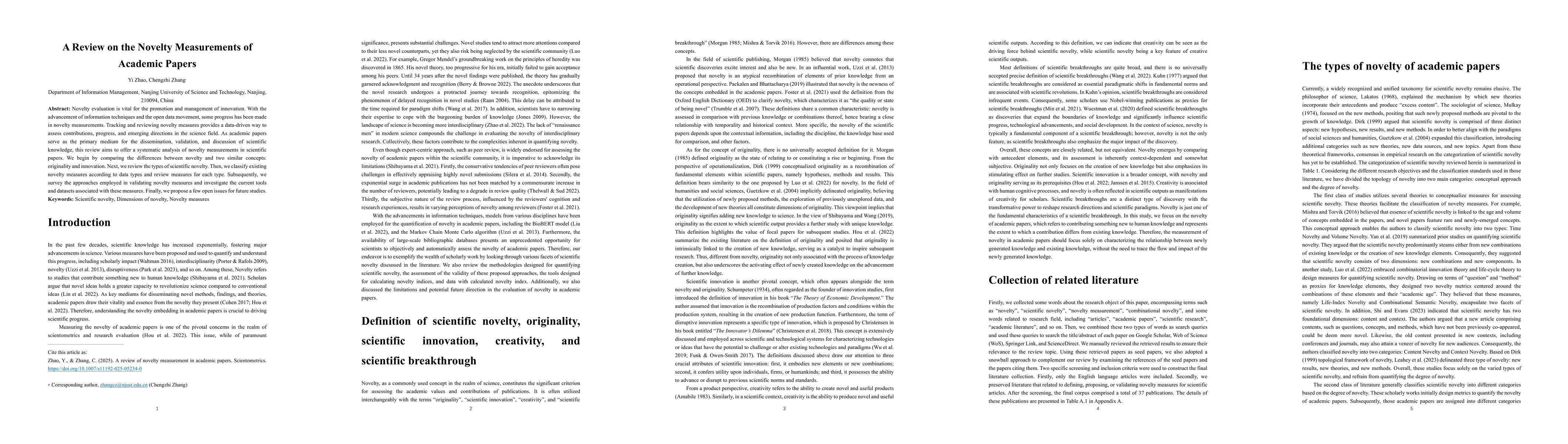 Thumbnail for A review on the novelty measurements of academic papers