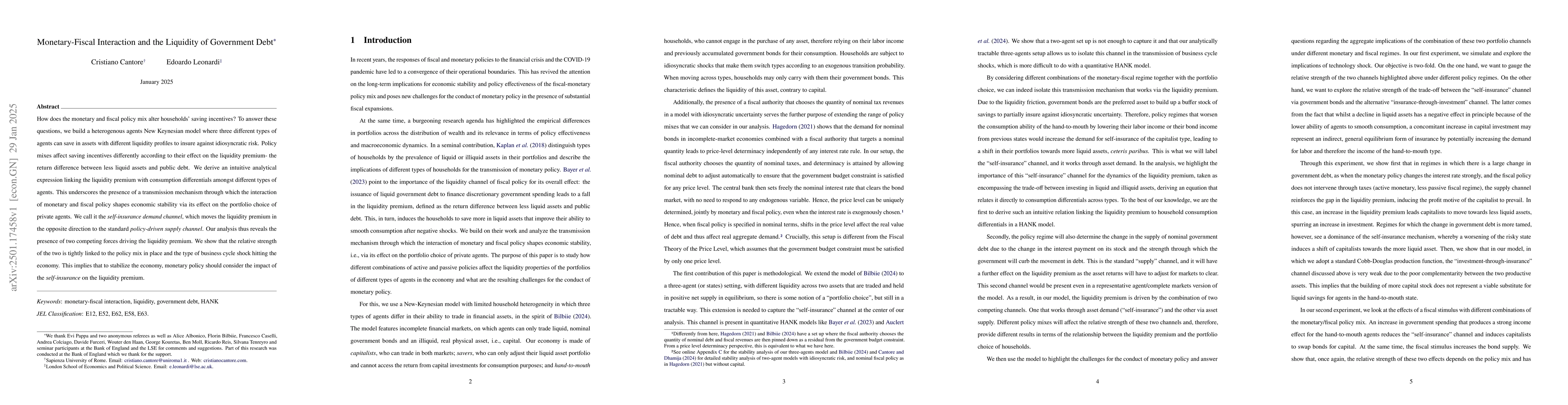 Thumbnail for Monetary-Fiscal Interaction and the Liquidity of Government Debt