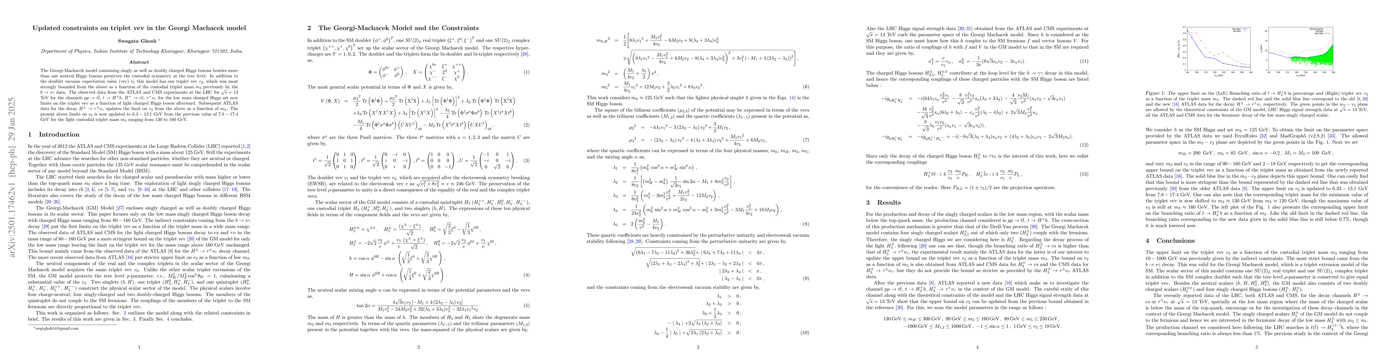 Thumbnail for Updated constraints on triplet vev in the Georgi Machacek model