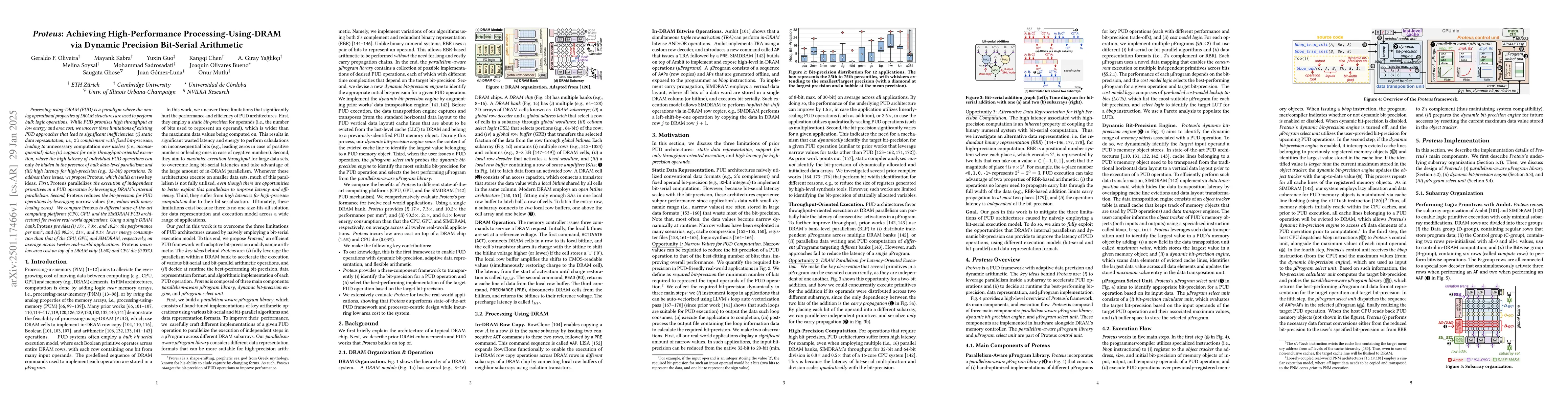 Thumbnail for Proteus: Achieving High-Performance Processing-Using-DRAM via Dynamic
  Precision Bit-Serial Arithmetic
