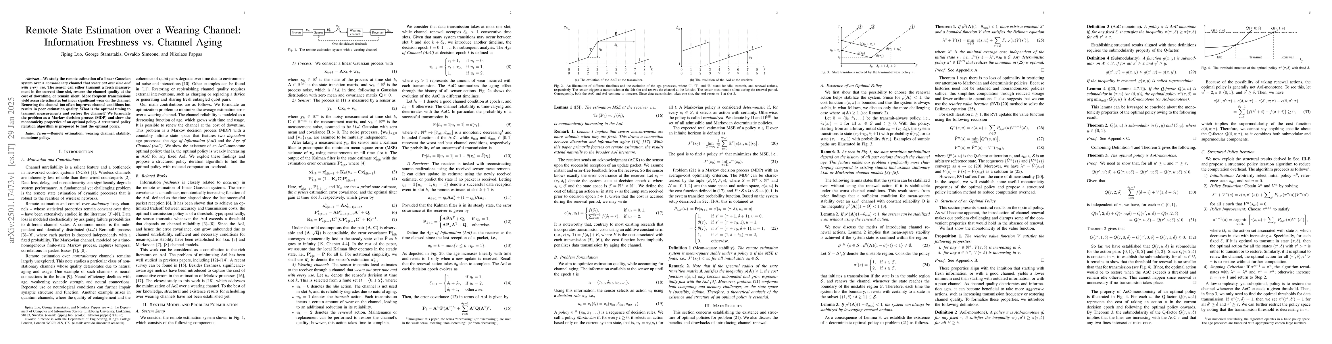 Thumbnail for Remote State Estimation over a Wearing Channel: Information Freshness
  vs. Channel Aging