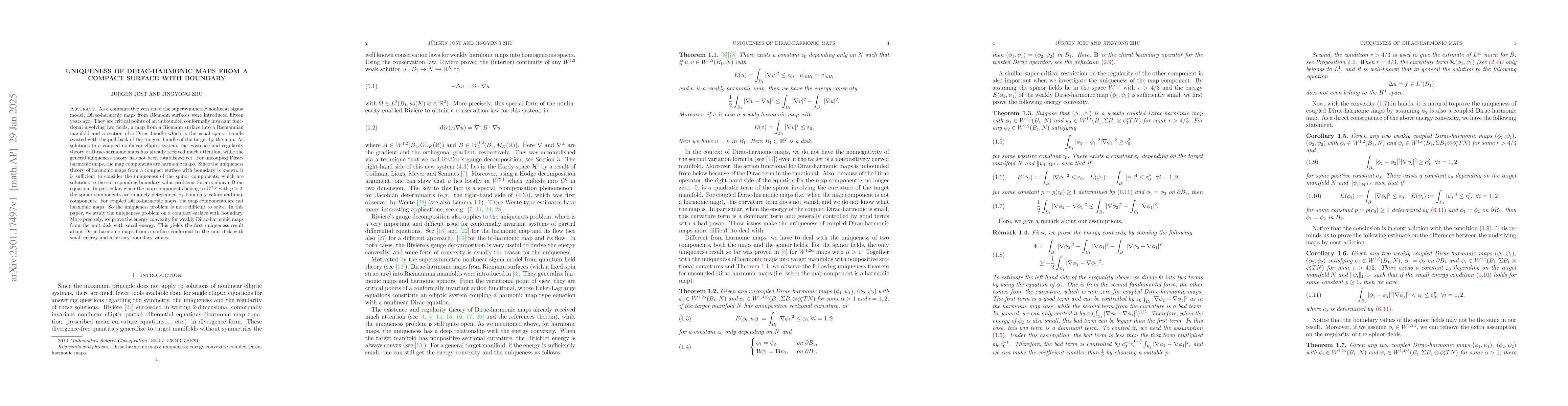 Thumbnail for Uniqueness of Dirac-harmonic maps from a compact surface with boundary