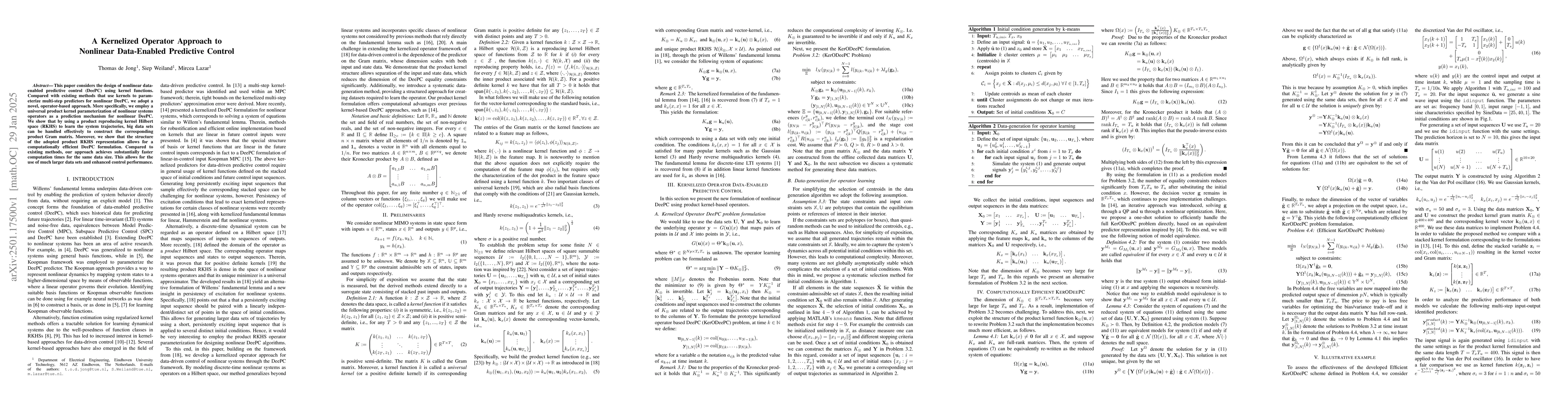 Thumbnail for A Kernelized Operator Approach to Nonlinear Data-Enabled Predictive
  Control