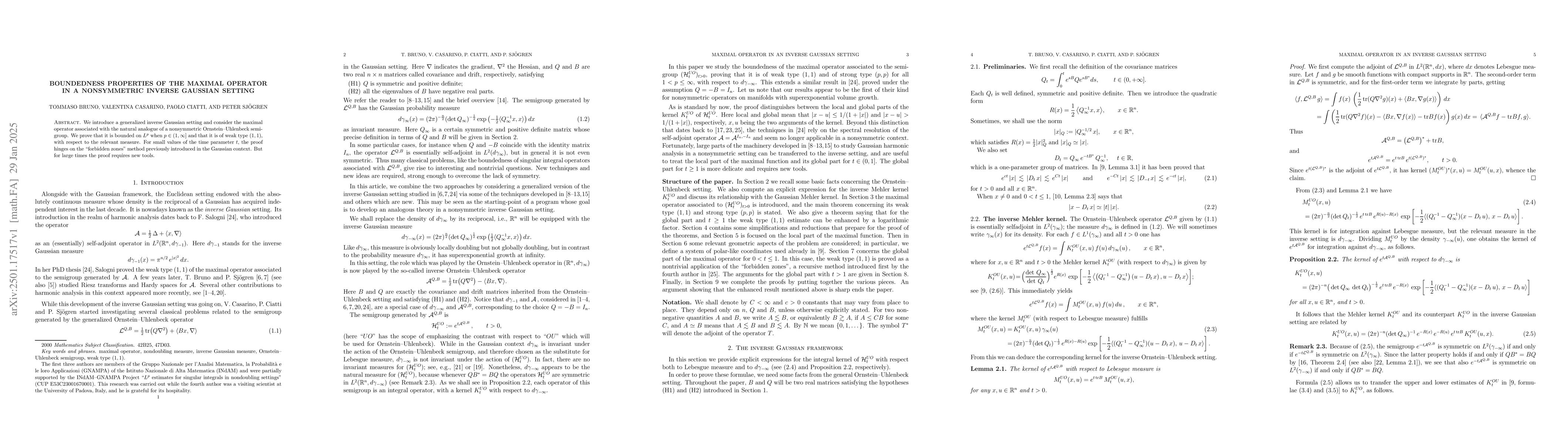 Thumbnail for Boundedness properties of the maximal operator in a nonsymmetric inverse
  Gaussian setting