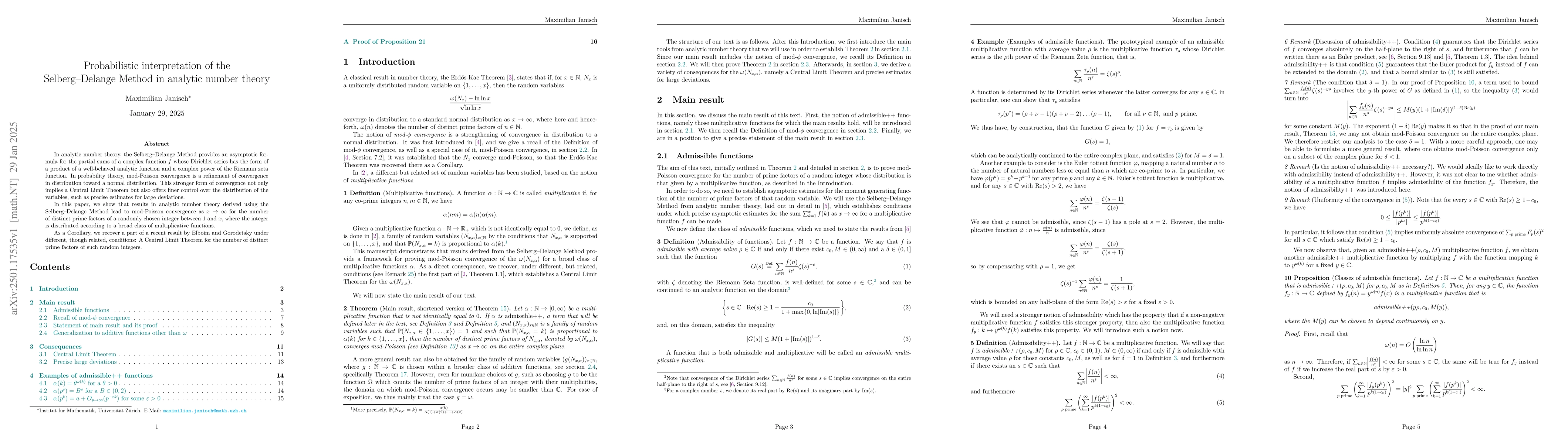 Thumbnail for Probabilistic interpretation of the Selberg--Delange Method in analytic
  number theory