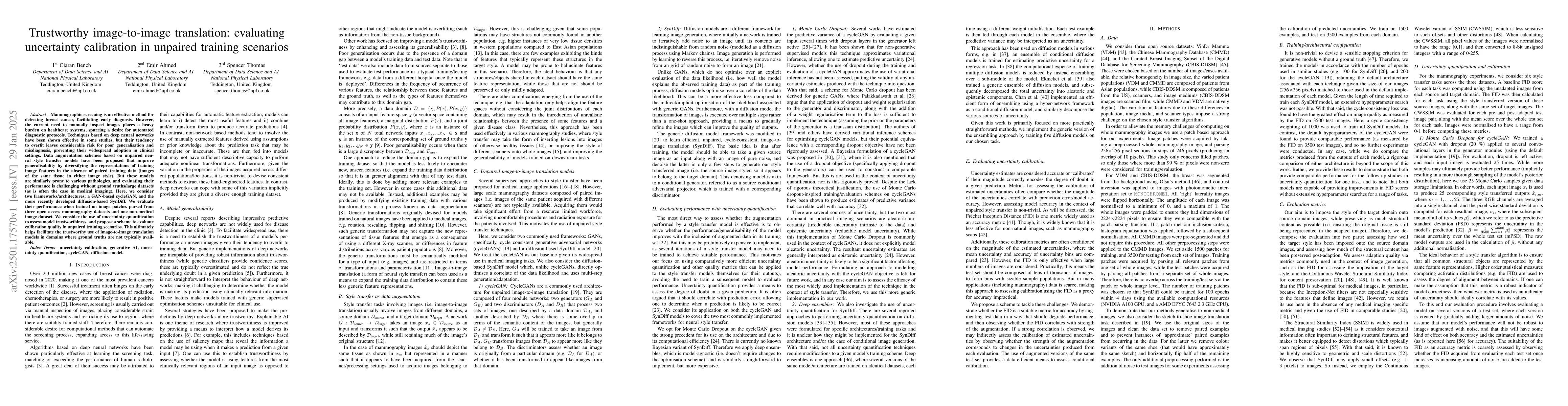 Thumbnail for Trustworthy image-to-image translation: evaluating uncertainty
  calibration in unpaired training scenarios