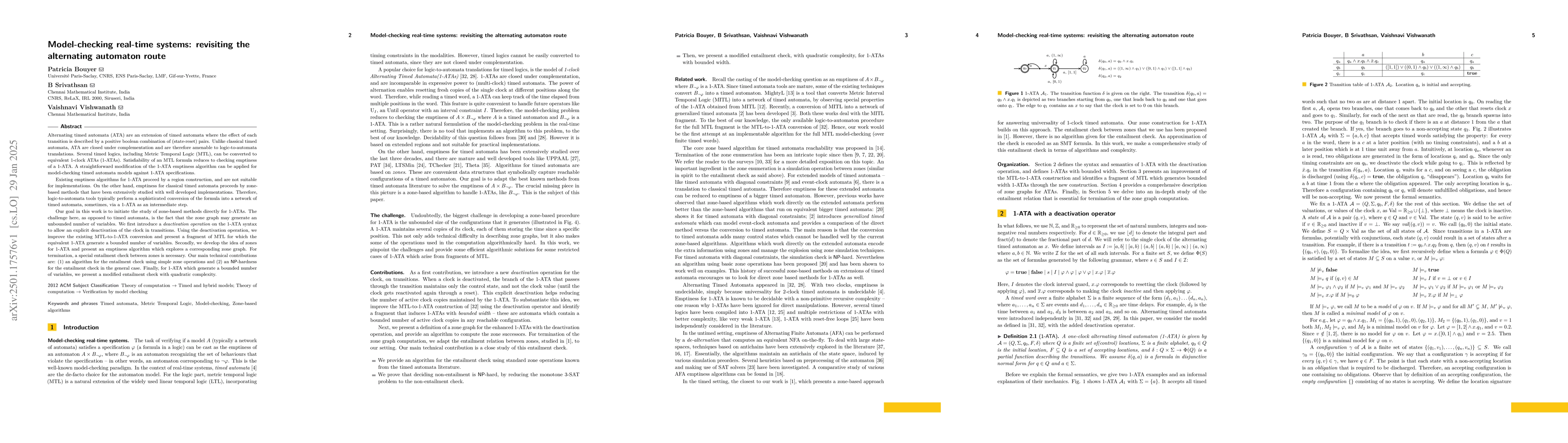 Thumbnail for Model-checking real-time systems: revisiting the alternating automaton
  route