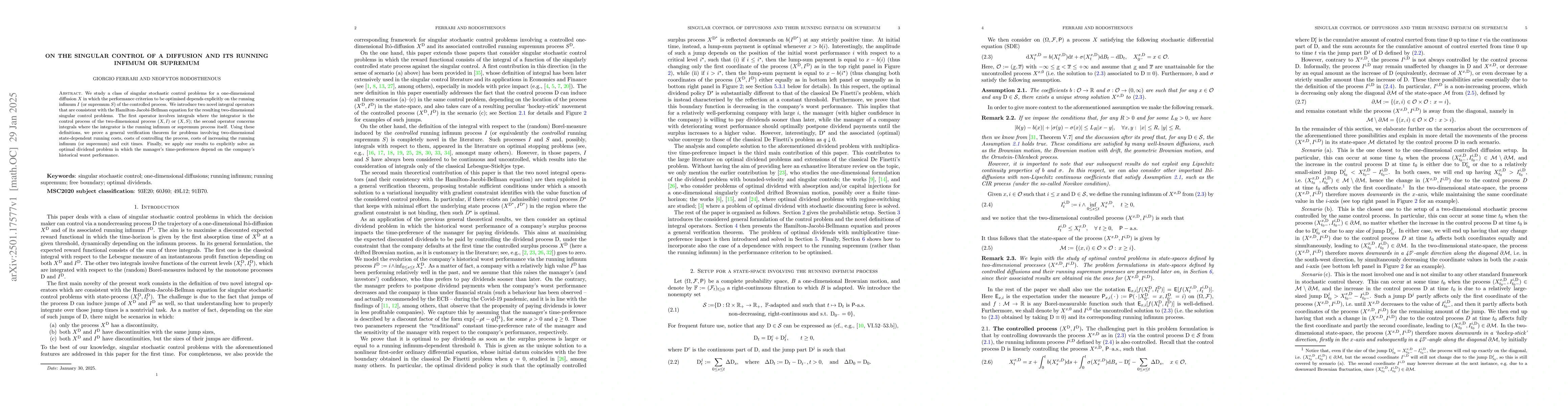 Thumbnail for On the Singular Control of a Diffusion and Its Running Infimum or
  Supremum