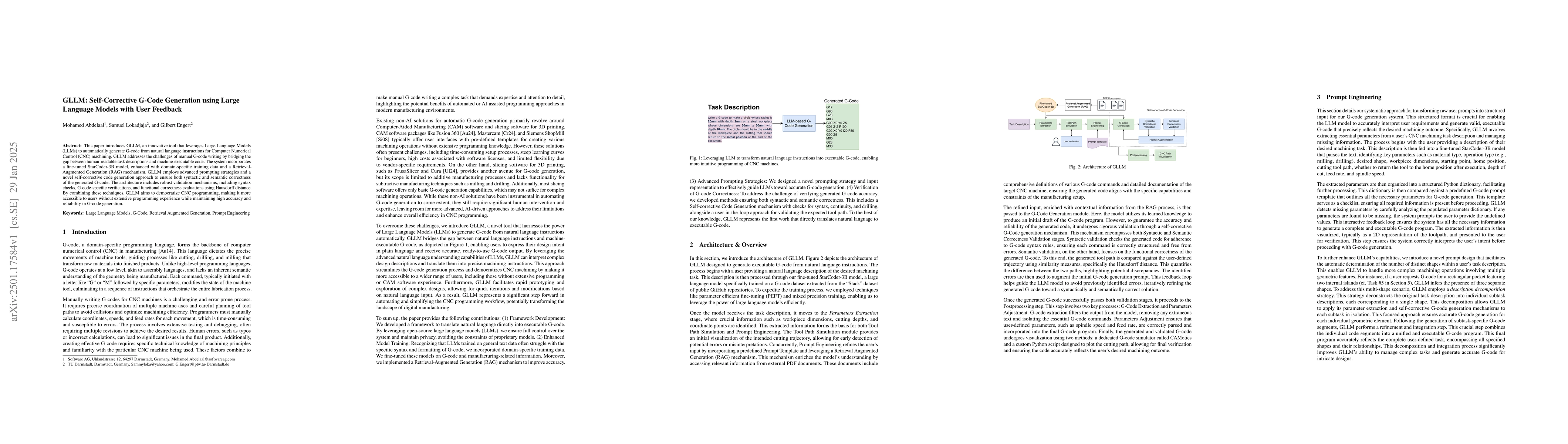 Thumbnail for GLLM: Self-Corrective G-Code Generation using Large Language Models with
  User Feedback