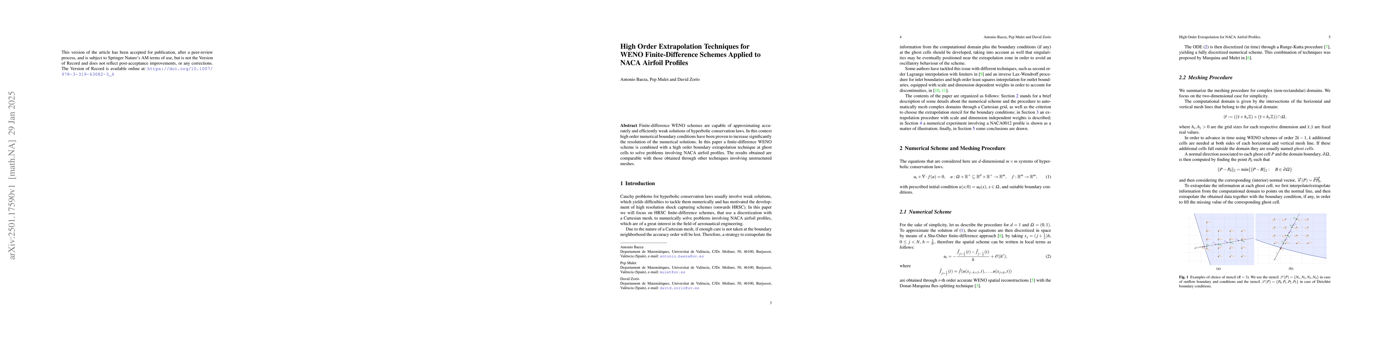 Thumbnail for High Order Extrapolation Techniques for WENO Finite-Difference Schemes
  Applied to NACA Airfoil Profiles