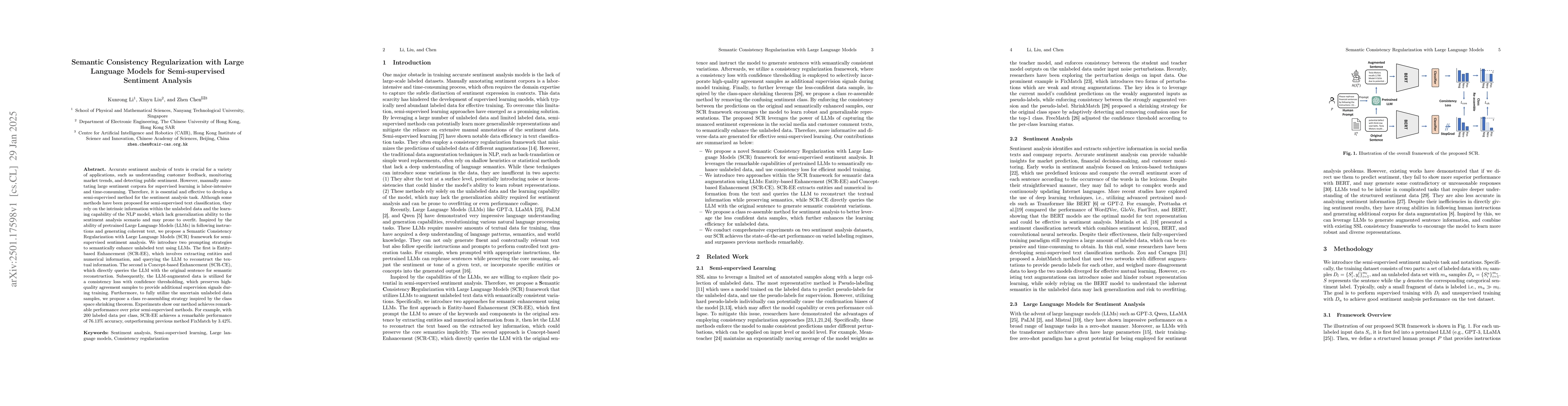 Thumbnail for Semantic Consistency Regularization with Large Language Models for
  Semi-supervised Sentiment Analysis